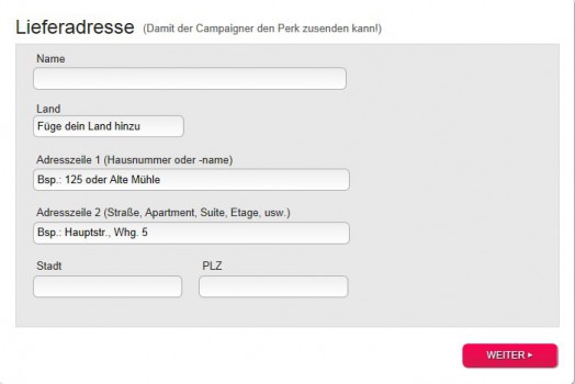 Falsche Adresse bei Indiegogo?